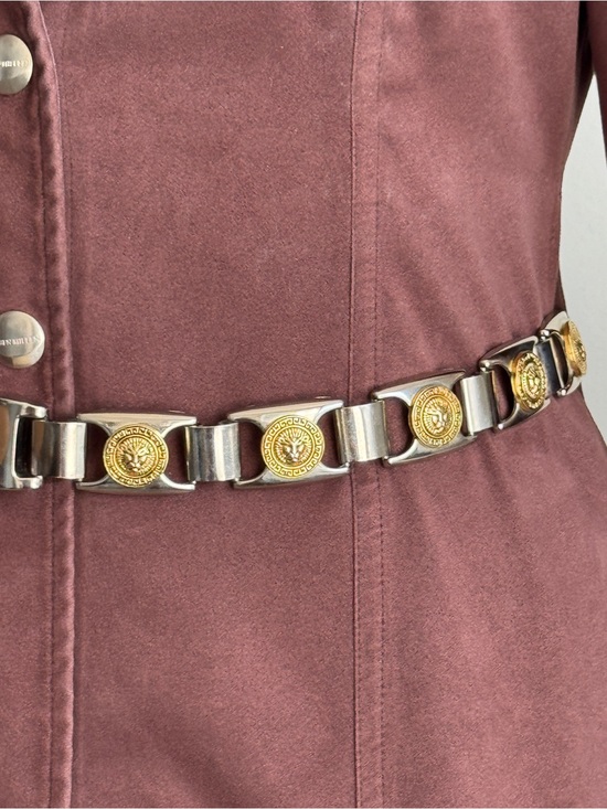 Accessories - Vintage 90s Lion Lions Face Black Leather Medal Women Buckle Belt Golden Silver